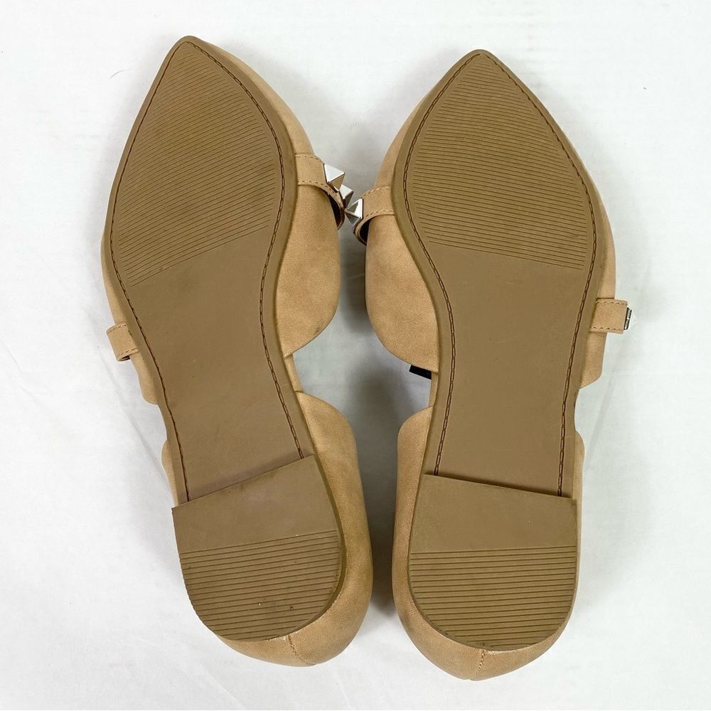 9WW Torrid Tan Faux Leather D’Orsay Studded Pointed Toe Ballet Flats - Picture 4 of 6